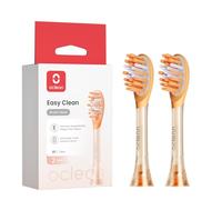 Oclean Easy Clean Têtes de rechange, pack de 2, Têtes de brosse pour la brosse à dents électrique Oclean Ease, Caoutchouc souple avec poils souples, Avec gratte-langue (Orange, Medium)