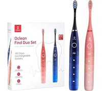 Oclean Lot de 2 Brosses à dents électriques Sonique, Longue 180 jours d'autonomie, 5 Modes réglables, Minuterie 2 minutes, Rappel 30s, IPX7, Cadeau Set Rouge + Bleu