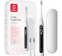 Oclean X Lite Brosse à Dents Électrique, 5 Modes et Autonomie de 40 Jours, Brosse à Dents Électrique Sonique avec Écran, Suivi du brossage, Ideal pour Voyage, Étui de Voyage, 3 Brosettes, Gris Set