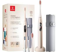 Oclean X Pro Digital Brosse à dents électrique, 4 Têtes et Étui de voyage, Écran tactile 3 Modes et Suivi en temps réel de 8 zones, Autonomie 30 jours, Minuteur & APP, Doré Set Cadeau Noël