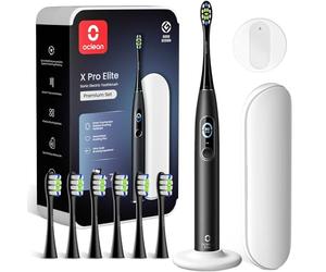 Oclean X Pro Elite Set, Brosse à dents électrique, 7 Brossettes&Étui voyage, Brosse à dents électrique sonique Sileusieux, Suivi en temps réel et 4 Modes Sensible, Minuteur et Rappel 30s, Noir Set