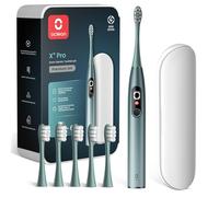 Oclean X Pro Set Brosse à dents électrique, 6 Brosettes et Étui de voyage, 3 Modes et Écran tactile intelligente, Suivi en temps réel, Autonomie 30 jours, Minuteur & Rappel, Set Vert