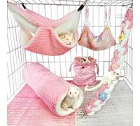 OCMCMO Lot de 5 hamacs pour cochons d'Inde, rats, furets, pour petits animaux, en polaire douce et chaude, accessoires pour hamsters, lapins, cochons d'Inde, accessoires de lit, jouets