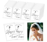 Ocmoiy Lot de 100 mouchoirs Happy Tears pour mariage, 3 plis pour invités, poche individuelle en vrac pour fête de mariage, voyage, remise de diplôme