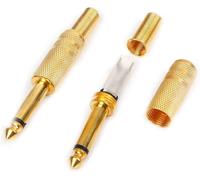 Ocobudbxw 10 Pcs Plaqué Or 6.35mm Mâle 1/4 Prise Jack Mono Connecteur Audio À Souder
