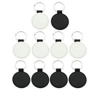 Ocobudbxw 10 Pièces Kit de Fabrication de Bijoux - Porte-clés en Cuir Coeur Blanc Rond Carré MDF pour Sublimation et Transfert de Chaleur