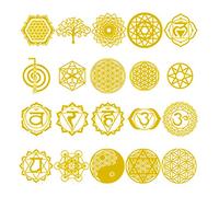 Ocobudbxw 20 pièces sacré géométrique cuivre Orgonite Autocollant Fleur Vie Arbre Bricolage énergie Tour Pyramide matériel époxy résine Art Artisanat