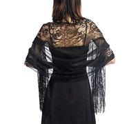 Ocobudbxw Femmes des années 1920 écharpe enveloppes évider Crochet Floral Dentelle frangé Glands Mariage Cape soirée Vintage châle