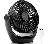 OCOOPA Ventilateur de bureau, Petit ventilateur avec air puissant et fonctionnement silencieux, Vitesse réglable, Tête rotative à 360°, Ventilateur pc portable pour La Chambre, Bureau, Domair (Noir)