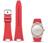 Ocorex Bracelet Montre FKM pour Tissot PRX 40mm - Caoutchouc Fluoré Haute Qualité - Compatible T137.407 & T137.410 - Bracelet 27mm à Dégagement Rapide - Étanche et Durable - Homme (Rouge)