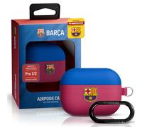 OCPC FC Barcelona Étui de protection en cuir synthétique de qualité supérieure pour écouteurs Apple AirPods Pro 1 & 2 - Compatible avec étui de chargement USB-C pour les fans de football de tous âges