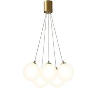ocpcrn Lustres, bulle du milieu du siècle, boule de grappe G9 en verre de lait, lampe d'escalier en laiton, P pour salle de séjour, chambre à coucher, cuisine, îlot, ferme, 5 lumières/a