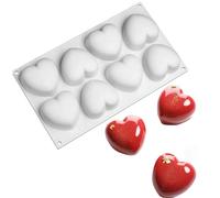 OCPO KITCHEN 3D Moule en Silicone en Forme de Cœur pour Chocolat Pâtisserie Gâteau Biscuits Fromage Mousse Glaçons, 6 Cavités