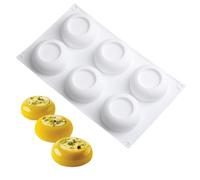 OCPO KITCHEN Moule à Gâteau en Silicone en Forme de Oblate pour la Cuisson de Desserts, Chocolat, Gâteaux, Gelée, Pudding, Mousse de Dôme, Antiadhésif et sans BPA (6 Trous)