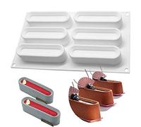 OCPO KITCHEN Moule Barre de Céréales, Moule à Savon, Moule à Muffins, Moule à Gâteau Antiadhésif en Forme de Bande Concave de 8 Cavités pour Biscuits, Barre Énergétique, Eclair, Chocolat