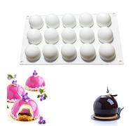 OCPO KITCHEN Moule Demi Sphère en Silicone, Ø 4 cm, pour Gâteaux, Mousse en Dôme, Gelée, Pudding, Boule de Chocolat - Sans BPA (15 Cavités)