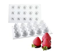 OCPO KITCHEN Moule en Silicone 3D en Forme de Fraise à 15 Cavités, Moule à Pâtisseries, Moules en Silicone pour Bonbon Biscuits Glace Bougie Gelée Petit Savon Décoration de Gateau Bricolage