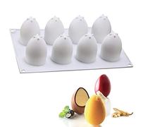 OCPO KITCHEN Moule en Silicone 3D en Forme d'Œufs, Moule Bougie Silicone, Moules de Cuisson Antiadhésifs pour Dessert Gelée Décoration de Fête Oeuf de Paques (8 Cavités)