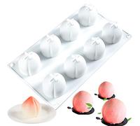 OCPO Kitchen Moule Silicone 3d Pâtisserie en Forme de Pêche pour Faire des Glacée Pudding Truffe Crème Glace Chocolat Pâtisserie Bonbons Bougie Savon (8 Cavités)