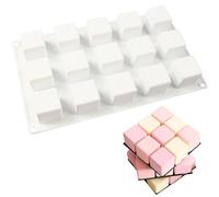 OCPO Kitchen Moule Silicone Carré Chocolat Praliné, Cube Moule Silicone Patisserie, Moule Silicone Carré pour faire des Bonbons, Desserts Maison, Gâteau, Bac à Glaçons, Truffes Pralinés (15 Trous)