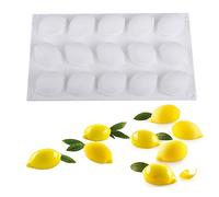 OCPO KITCHEN Moule Silicone Citron 3D, Moule de Cuisson en Silicone, Moule à Bougie, Moule à Pâtisserie en Forme de Citron Antiadhésif pour Faire des Gâteaux, Chocolat, Savon, Pudding (15 Cavités)