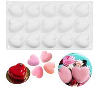 OCPO KITCHEN Moule Silicone Cœur 3D Patisserie, Moule à Bonbons en Silicone sans BPA, Antiadhésif Mini Moules de Cuission en Silicone pour Mousse Cupcakes Gelées Biscuits Pudding Chocolat (15 Cavités)