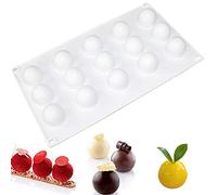 OCPO KITCHEN Moule Silicone Demi Sphere, Moule à Chocolat, Moule Silicone Patisserie, Petit Moule Rond pour Chocolat, Gelée, Pudding, Gâteaux et Mousse à Dôme(15 Cavités)
