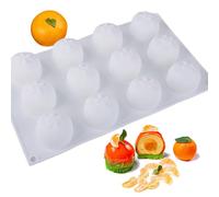 OCPO KITCHEN Moule Silicone Fruits 3D, Moule à Pâtisserie, Moule de Gâteau, Moules à Chocolat de 12 Cavités, Moule de Cuission en Silicone Bricolage (Forme d'Orange)