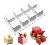 OCPO Kitchen Moule Silicone Patisserie, Moule Bonbon Silicone, Moule Tablette Chocolat, Moule en Silicone Carré Cube pour faire Gâteau, Glaçons, Pudding, Truffes Pralinés (8 Cavités)