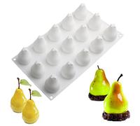 OCPO KITCHEN Moule Silicone Patisserie, Moules en Silicone en Forme de Poire Anti-Adhésifs, Moule à Fruits 3D, pour Bonbons, Pâtisserie, Chocolat, Truffe, Gelée, Muffins, sans BPA (15 Cavités)