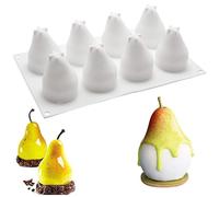 OCPO KITCHEN Moule Silicone Poire 3D, Moule à Chocolat, Moule à Pâtisserie Antiadhésif, Moule Silicone en Forme de Poire pour Faire des Gâteaux, Savon, Pudding (sans bpa, 8 Cavités)