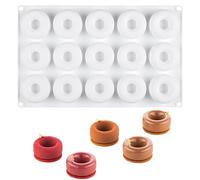 OCPO KITCHEN Moules en Silicone 3D, Moules à Beignets en Silicone Anti-adhésif de Qualité Alimentaire pour Gâteaux, Biscuits, Bagels, Muffins, sans BPA, 15 Cavités