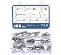 OCR Lot de 100 boulons à ailettes en acier inoxydable - M3 x 10 mm - M12 x 50 mm