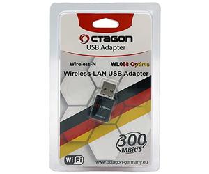 OCTAGON Optima WL088 Adaptateur USB WLAN 300Mbit/s - 2,4GHz Bande sans fil Mini WiFi 4 Standard (802.11 b/g/n), Plug&Play Dongle pour récepteur satellite, TV Box, ordinateur/ ordinateur portable