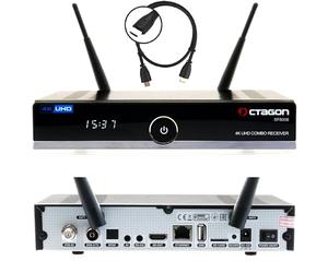 OCTAGON SF8008 UHD 4K Récepteur Combo câble Satellite & récepteur DVB-T2, E2 Linux & Define OS, DVB-S2X & T2C, avec Fonction d'enregistrement PVR, Gigabit LAN, Lecteur de Cartes, Satellite to IP,
