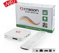 Octagon Spirit 4K UHD HDR10 + Android TV Streaming Boîte 5G Wifi Bluetooth Blanc