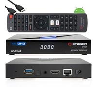 Octagon Spirit 4K UHD HDR10+ Smart Android TV OTT IP Media Box 5G WLAN, Bluetooth 5.1, BT télécommande, Commande vocale, Playstore, Widevine Level L1, MeTV Player + câble HDMI EasyMouse Noir