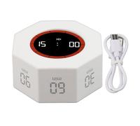 Octagon Timer Desk Productivity Timer Cube avec capteur G pour la tâche de Travail d'étude Cuisine 1 3 5 15 30 60 90min Countdown personnalisé (White)