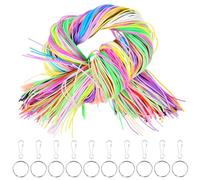 OctBird Kit Scoubidou Fil Fluorescent 220Pcs 200 Fil Scoubidou Paillettes Elastique Cordon avec 10 Porte-clés et 10 Crochets pour Faire des Bracelets, des Colliers (20 Couleurs)
