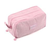 OctBird Trousse multifonction en velours côtelé, rose, 22,5 x 8 x 12 cm | Avec plusieurs compartiments, trousse à crayons pour l'école, le bureau, les pinceaux de maquillage et les petites pièces