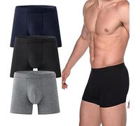 Octipa Men's Ultra-Absorbent Incontinence Boxer Briefs,Mens Incontinence Underwear,Comfort Moisture Wicking Breathable,Leak Proof Reusable (Dark blue+Black+Dark gray, L)
