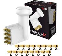 Octo Lnb White Connexion Directe 8 Abonnés Récepteur Convertisseur De Signal Tv Satellite Hd 4K Avec Connecteur F 16X Plaqué Or Avec Bague D'Étanchéité