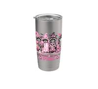 October Pink, survivante de la lutte contre le cancer du sein chez le raton laveur Gobelet isotherme en acier inoxydable double paroi