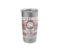 Octobre 1948 Décorations d'étiquettes vintage d'anniversaire rétro Gobelet isotherme en acier inoxydable double paroi