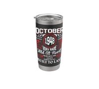 Octobre 1948 Décorations d'étiquettes vintage d'anniversaire rétro Gobelet isotherme en acier inoxydable double paroi
