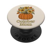 Octobre Maman Cosmos Souci Citrouille Automne Anniversaire PopSockets PopGrip Adhésif