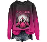 Octobre, Nous portons Un Haut à Manches Longues de l'équipe de Sweat-Shirt Rose pour Les Femmes (Noirs)