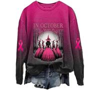 Octobre, Nous portons Un Haut à Manches Longues de l'équipe de Sweat-Shirt Rose pour Les Femmes (Rose L)