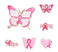 Octobre Rose 6PCS Broches de Sensibilisation Cancer du Sein Pin en Métal Émaillé Cadeaux de Bienfaisance pour Femmes Accessoires de Décoration pour Les Solidaires et Les Événements Caritatifs