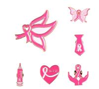 Octobre Rose 6PCS Broches de Sensibilisation Cancer du Sein Pin en Métal Émaillé Cadeaux de Bienfaisance pour Femmes Accessoires de Décoration pour Les Solidaires et Les Événements Caritatifs